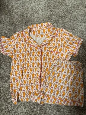 Roller Rabbit Pajama Set pink and orange- Short Sleeve